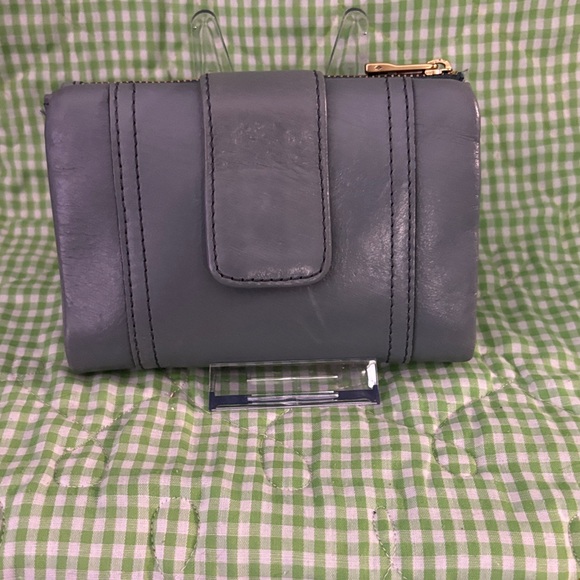 Fossil Pink and Gray Wallet with Modern Patchwork Design - Picture 3 of 5